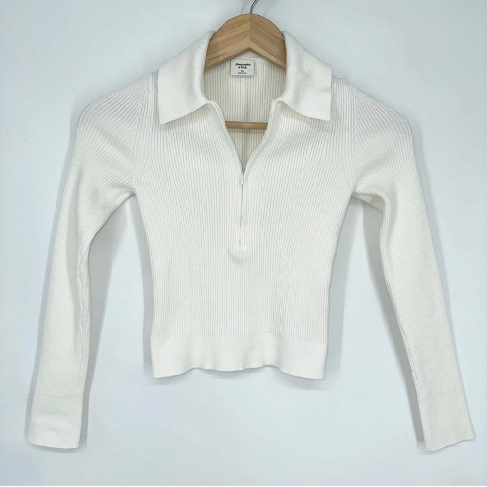 Abercrombie & Fitch Quarter Zip Ribbed Pullover Top